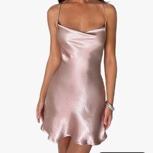 Elegant Pink Satin Slip Dress